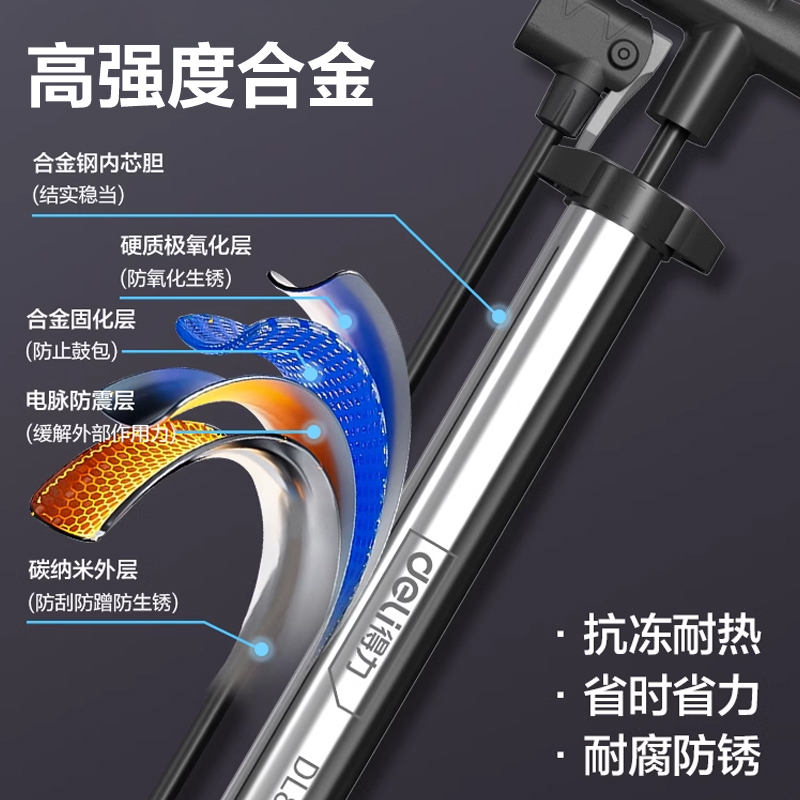 得力打气筒：自行车电动车篮球充气神器，轻松搞定家中所有充气需求！