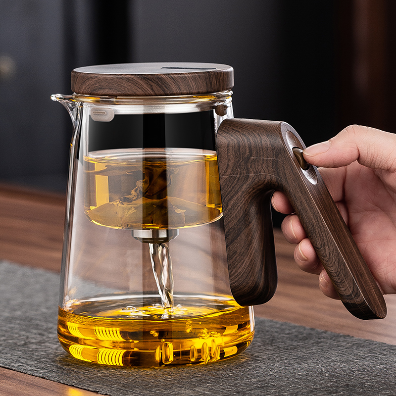 顶壶磁吸式玻璃内胆飘逸杯泡茶壶：一键茶水分离，办公室里的高档泡茶神器！