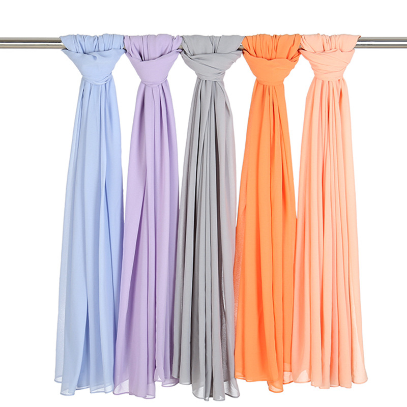 83# Colors Scarf Women Shawl：雪纺泡泡巾长女巾回族头巾印度纱巾，时尚与民族风情的完美碰撞！