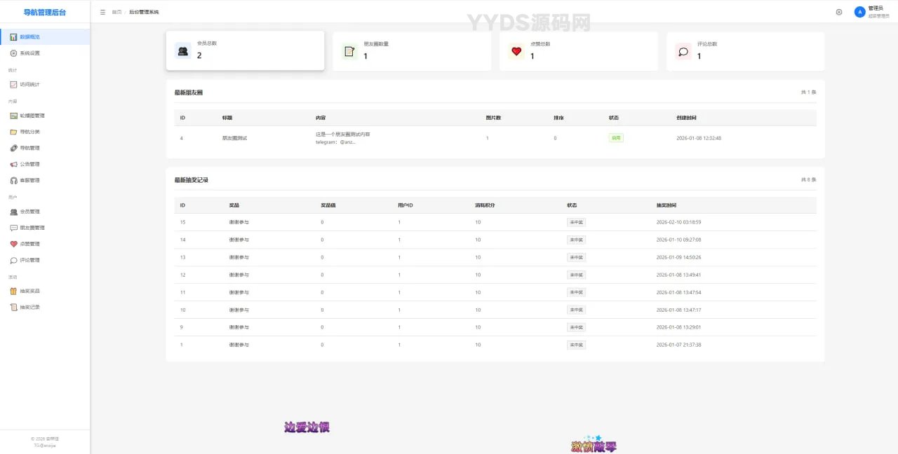 个人导航发布系统带碰运气、抽奖功能