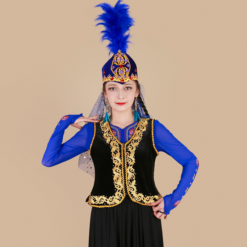 新款2025新疆舞蹈服装：维吾尔族金丝绒马甲，舞台上的飘逸女神✨