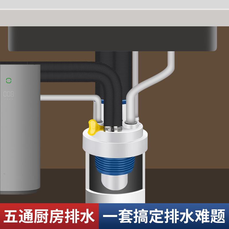厨房神器大揭秘！三头通防臭排水道分水器，解决你的下水难题！✨