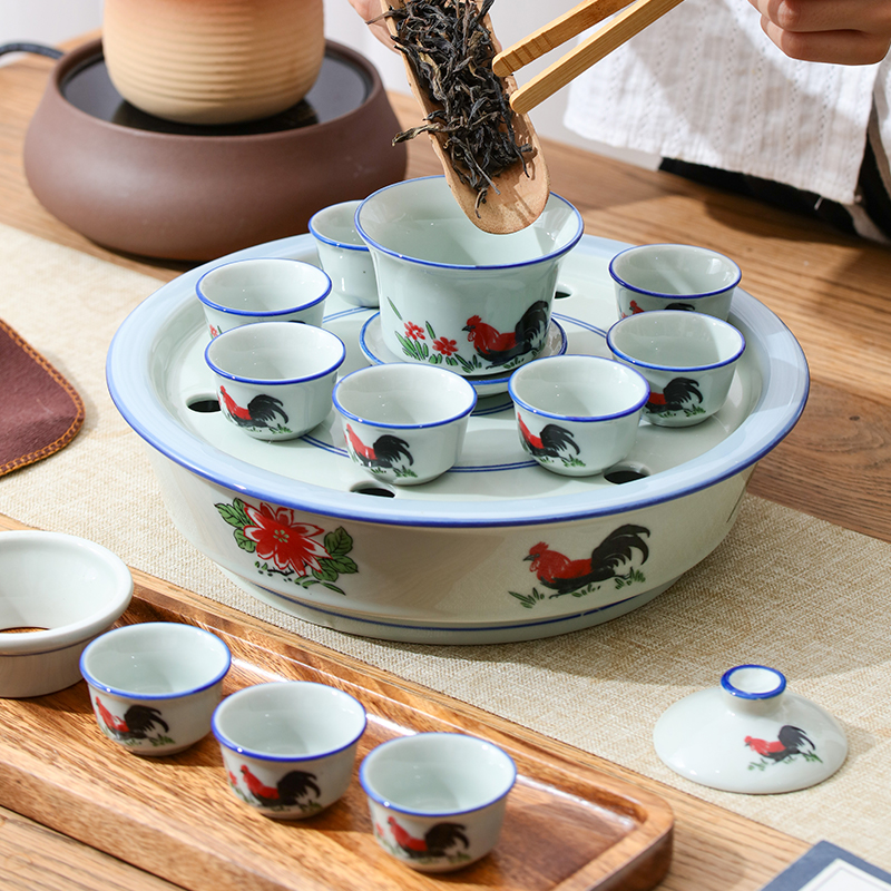 老式复古陶瓷公鸡茶具套装：唤醒记忆中的那份温暖，商用餐厅饭店必备神器！