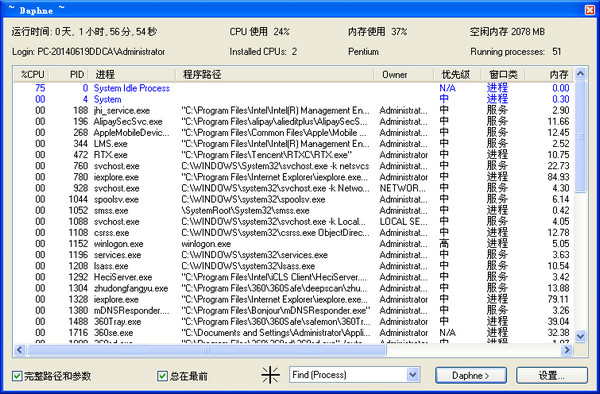 Daphne(任务管理器)v2.07绿色免费版
