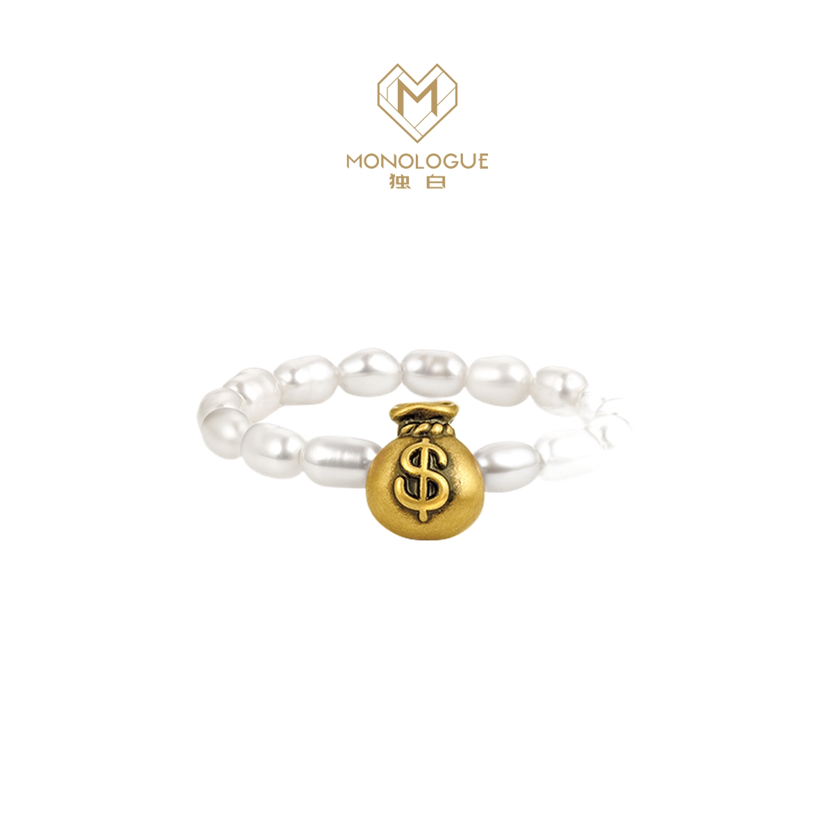 周大福MONOLOGUE独白复古黄金珍珠链戒，开启你的优雅独白！✨