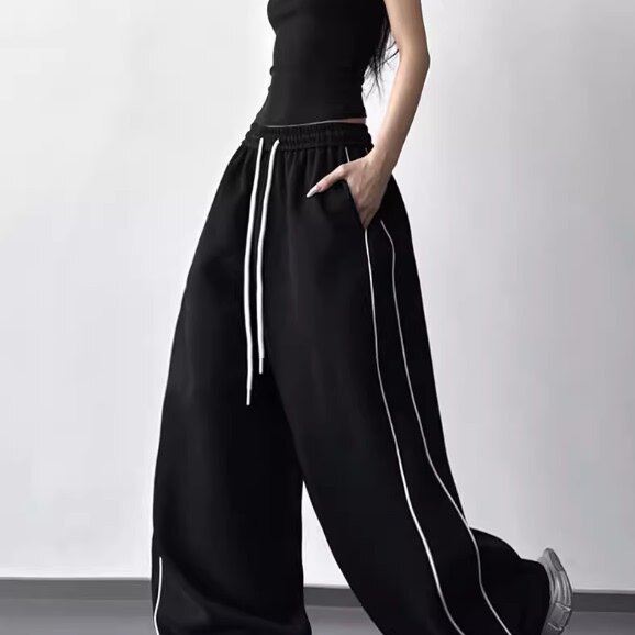 如何挑选适合自己的沐皙2026春季屁帘设计纯色日系复古休闲松紧腰小个子百搭抽绳长裤？