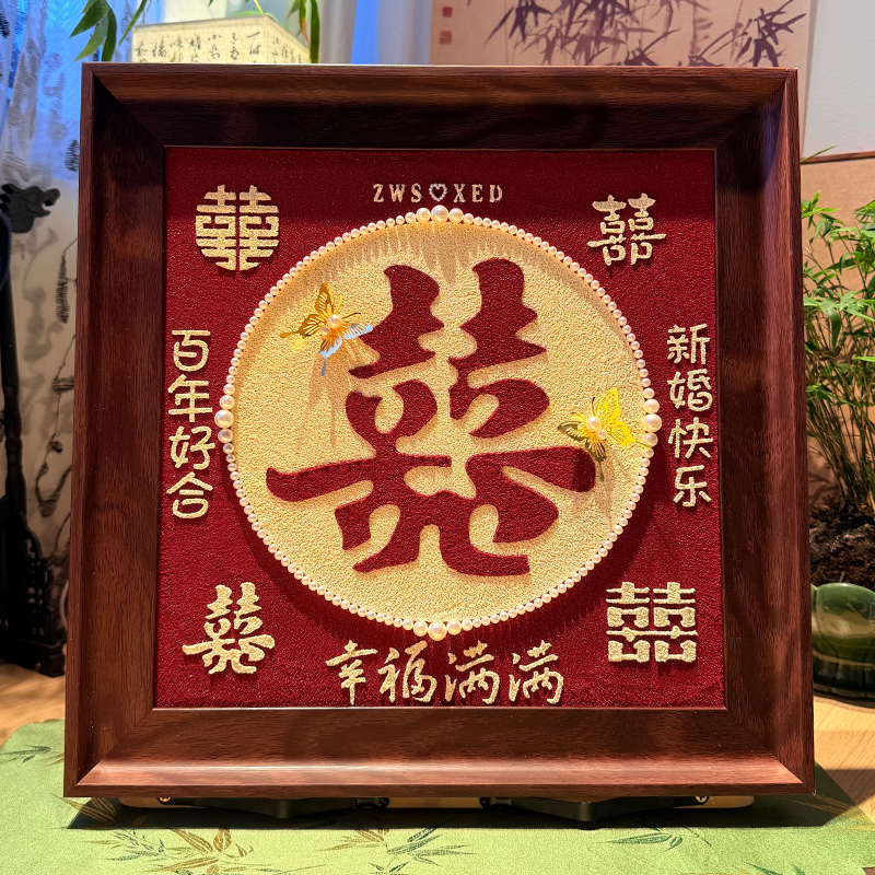 新婚礼物立体肌理画：给闺蜜的小众高级礼物，43×43cm的艺术之选！
