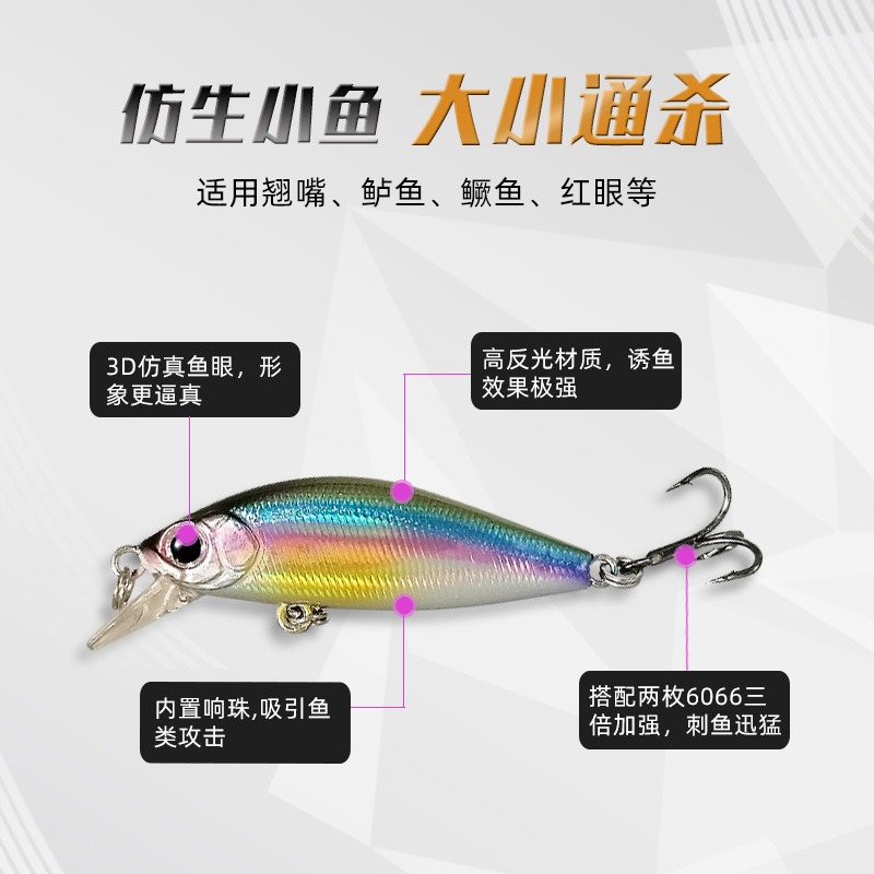 沉水小米诺3.3克微物路亚假饵：鲈鱼军鱼捕捞新利器！