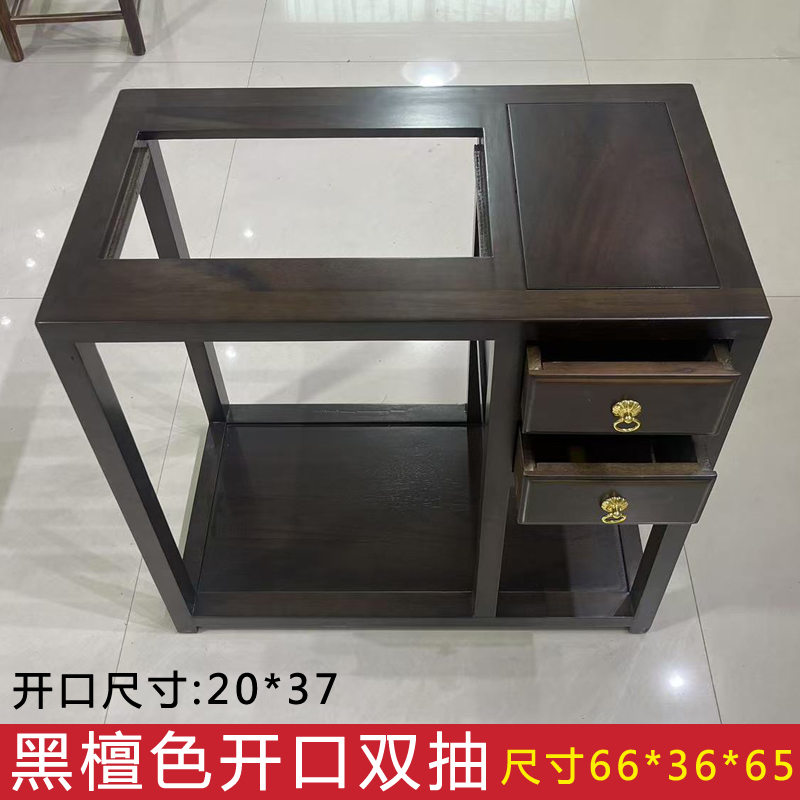 南美胡桃木实木双抽茶水柜：黑檀色茶边柜，你的家居美学新宠儿！