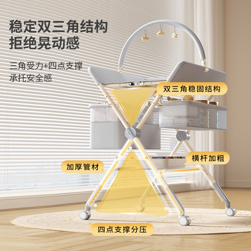 婴儿换尿布台护理台可折叠洗澡新生儿洗屁一体式宝宝多功能抚触台，宝妈必备神器！