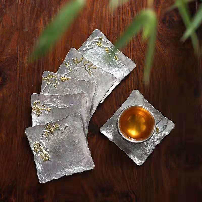 百缺纯锡杯托：茶道美学新宠，品味生活的小确幸