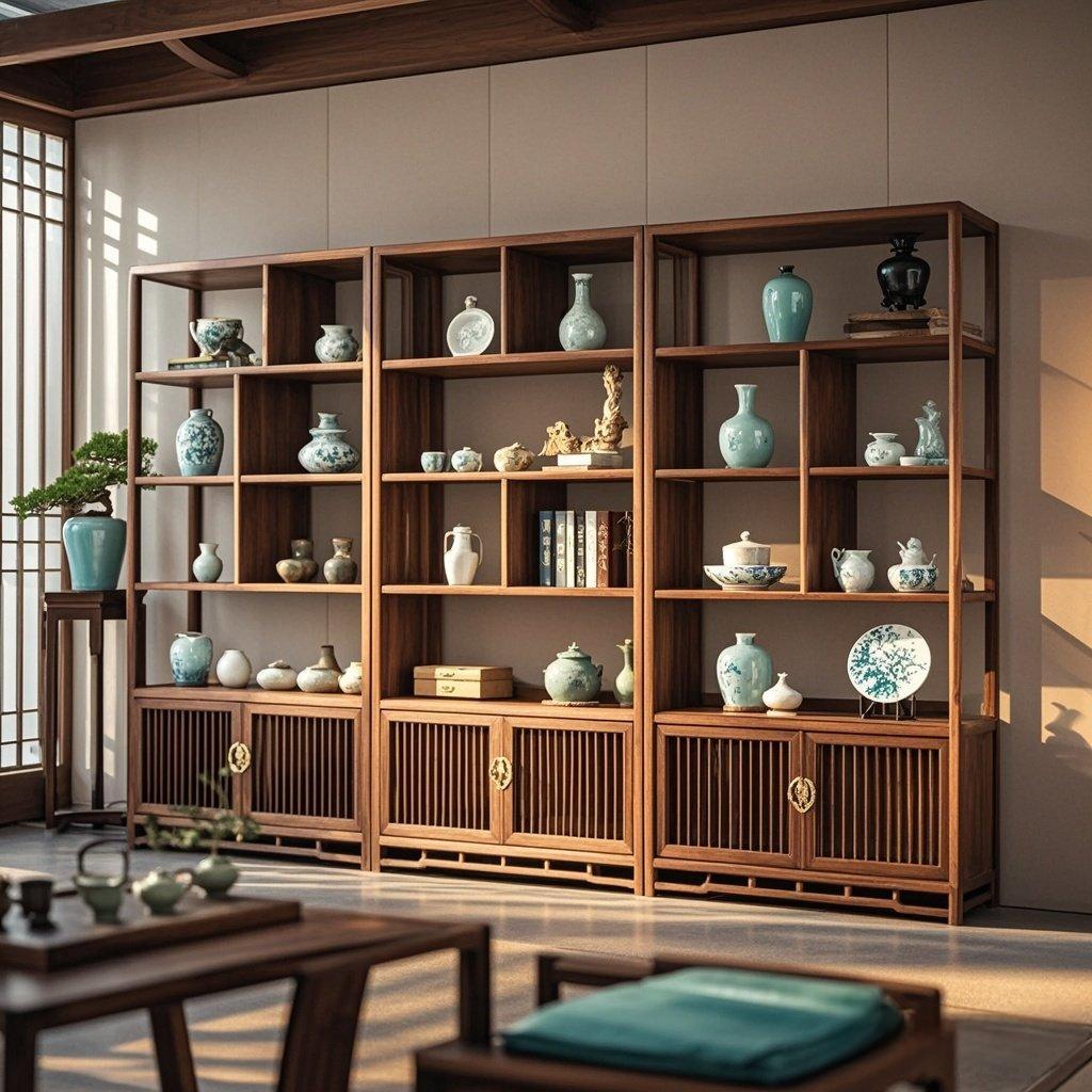 黑胡桃木博古架：新中式家居美学的点睛之笔✨