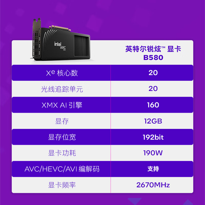 英特尔锐炫Arc b580 12GB台式机独立显卡：游戏与设计的完美搭档
