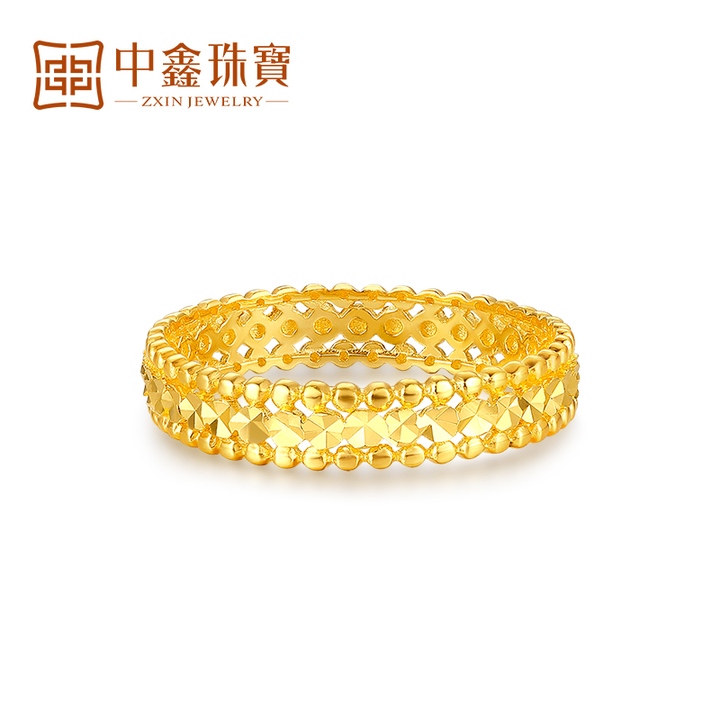 中鑫珠宝星光环绕黄金戒指：给女友的公主蕾丝梦幻之选，5G工艺足金999