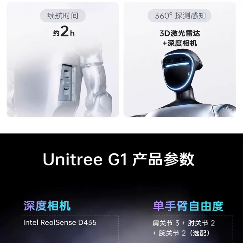 宇树机器人Unitree G1：全新人形智能体，AI化身，开源款，引领未来科技潮流！✨