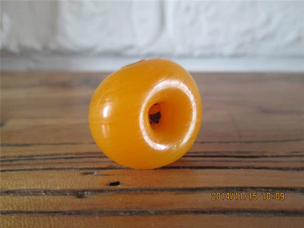 50年代前博山老炉古法手工蜜蜡色贸易珠老琉璃珠（20MM）：穿越时空的瑰宝