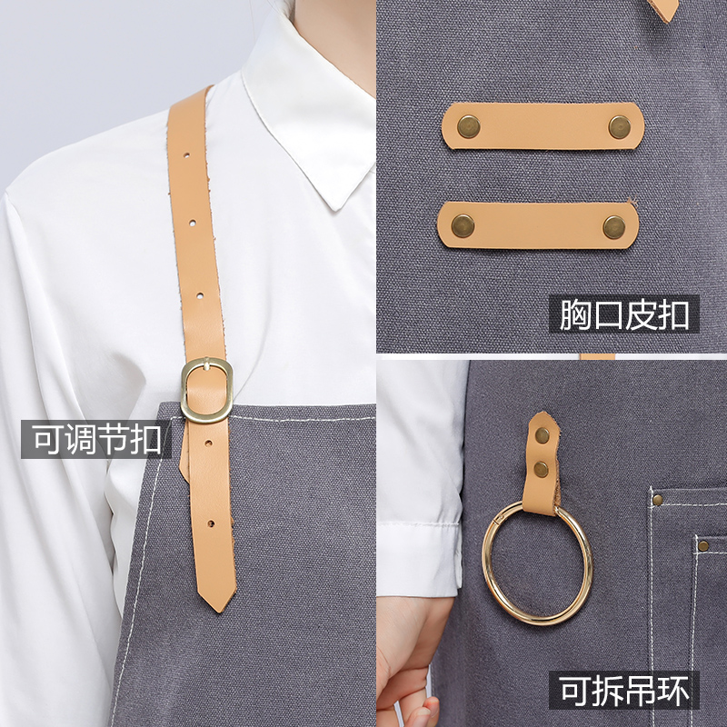餐饮牛仔围裙定制logo，咖啡师花店烘焙画画美发男士背带工作服商用，你的专属时尚宣言！