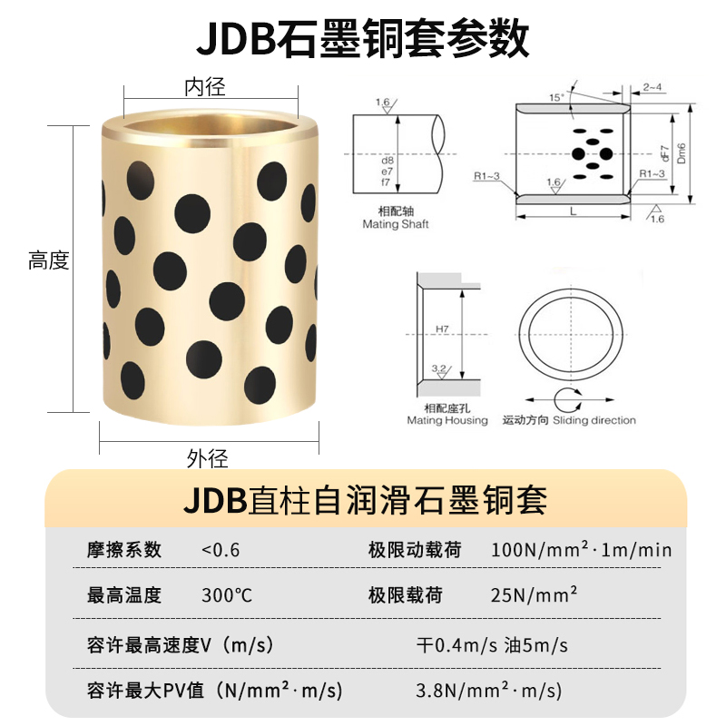 JDB石墨铜套：解锁无油润滑新境界，让你的机械运转更顺畅！