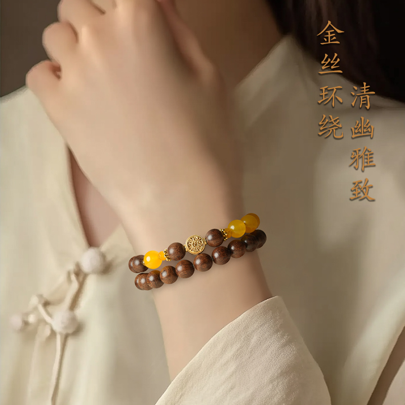 普陀山天然金丝檀木手串：男士木质佛珠与女士檀香手链，探寻禅意之美
