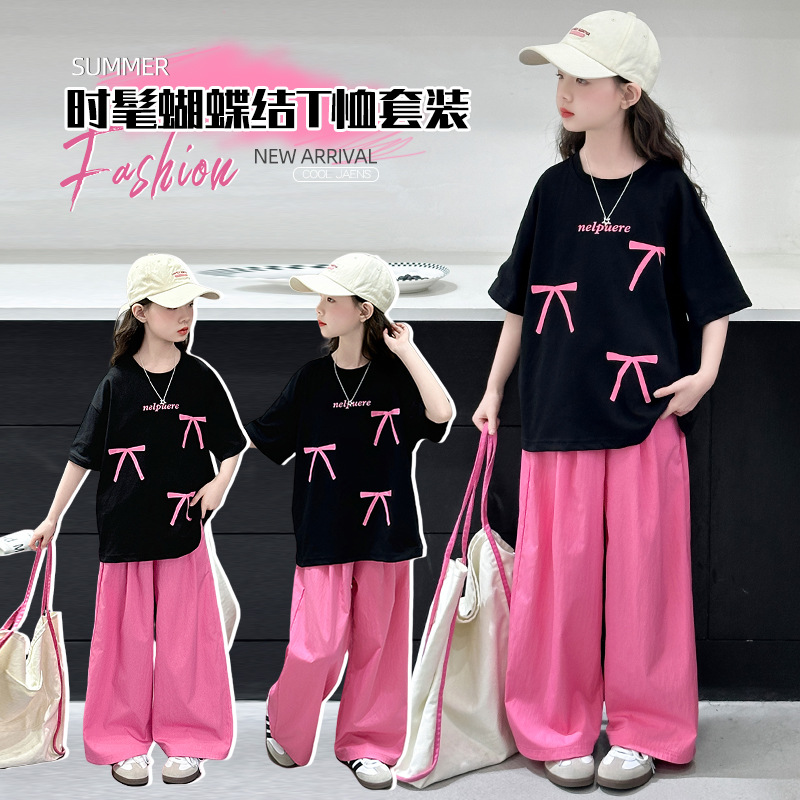 2025新款女童夏季运动套装：中大童时髦薄款，网红同款，两件套秒变夏日活力宝贝！✨