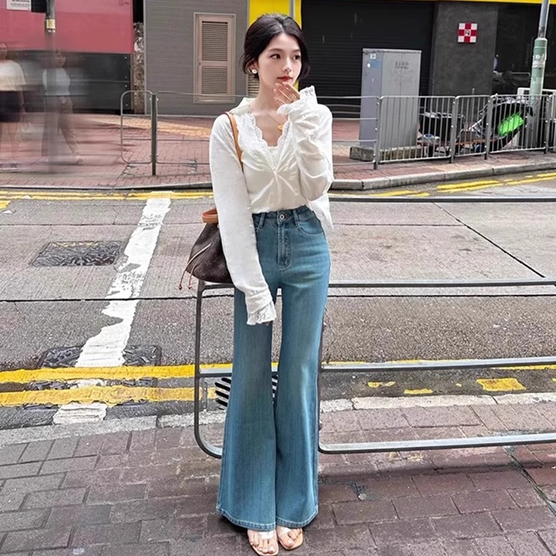 2025新款高腰小熊印花微喇裤女！慵懒风+显瘦神裤！8398人收藏不骗你！