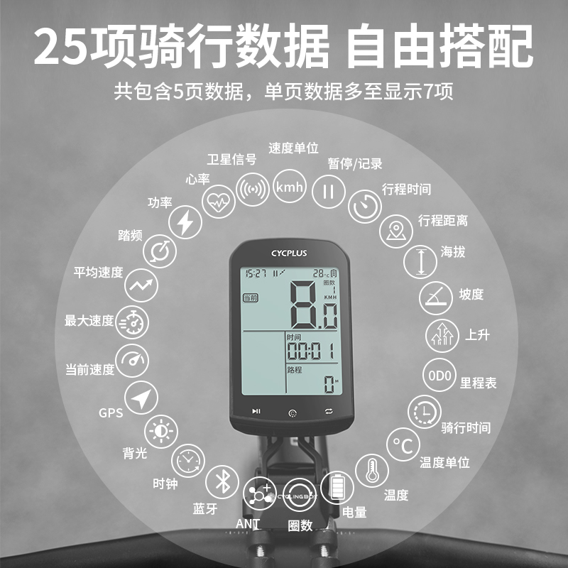 塔斯队长自行车码表：山地公路车GPS无线迈速表，骑行防水定位里程表，解锁骑行新体验！