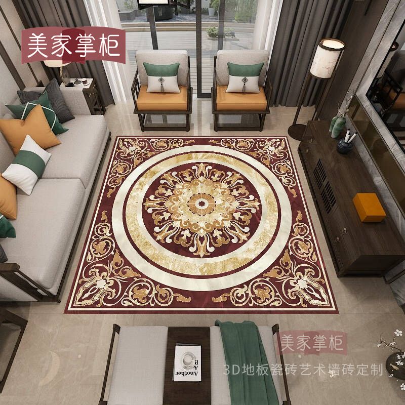 入户门口玄关客厅餐厅酒店大堂地砖拼花3D地板砖轻奢大气定制瓷砖，如何打造奢华空间？