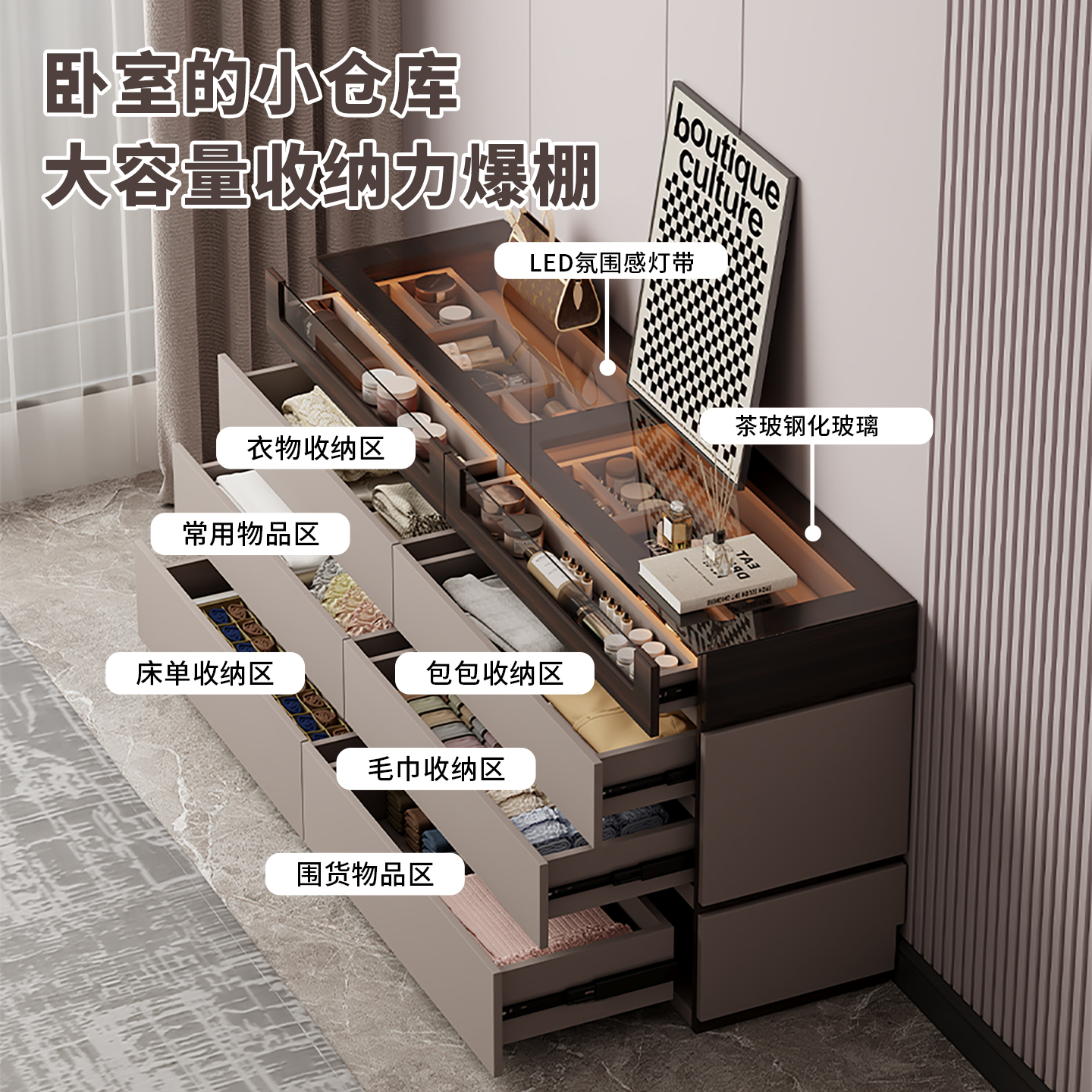 轻奢首饰柜，落地实木收纳，卧室床尾必备高级感置物柜子大揭秘！