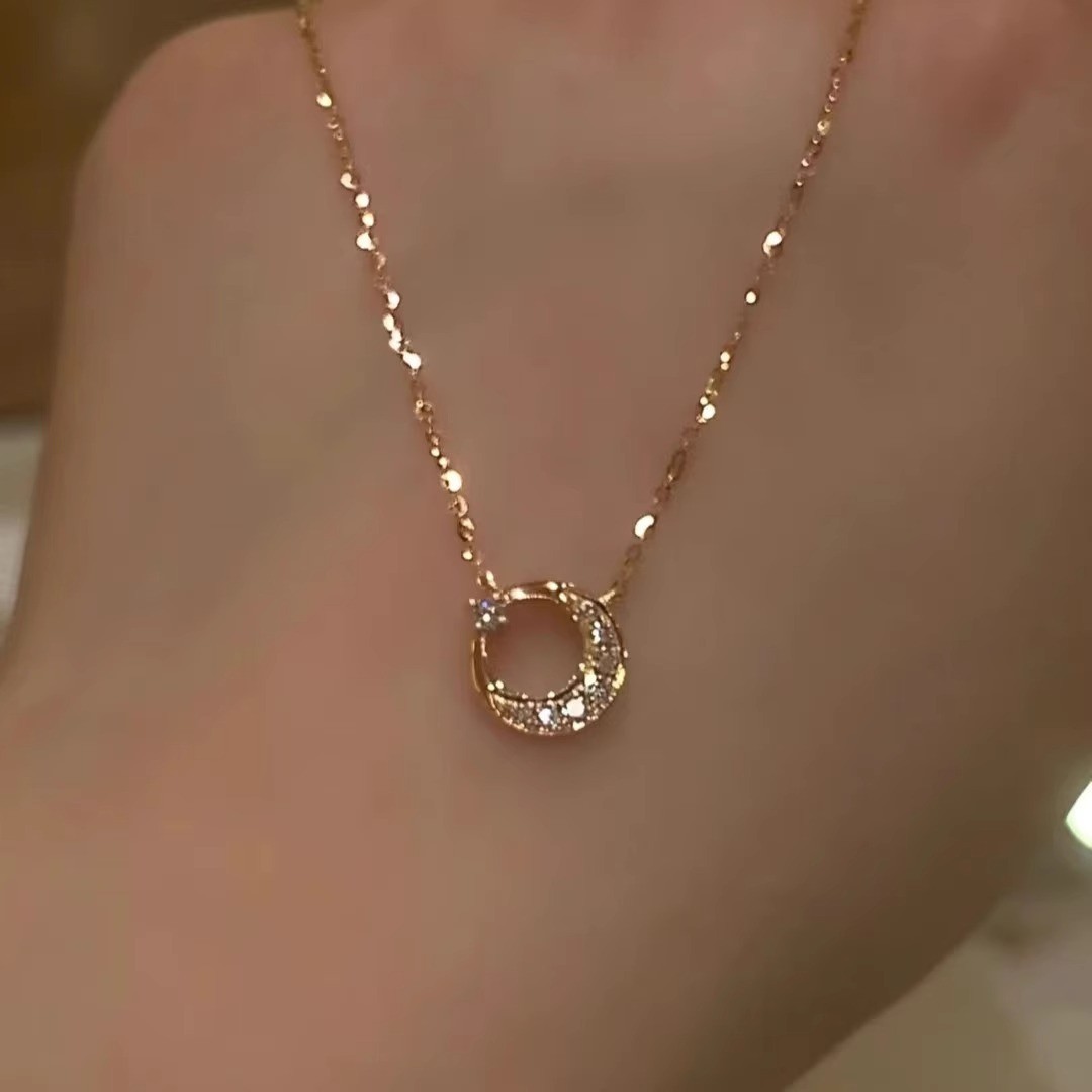 奥莱专柜清仓撤柜捡漏：电镀18K日月星辰项链，锁骨链outlets配饰女