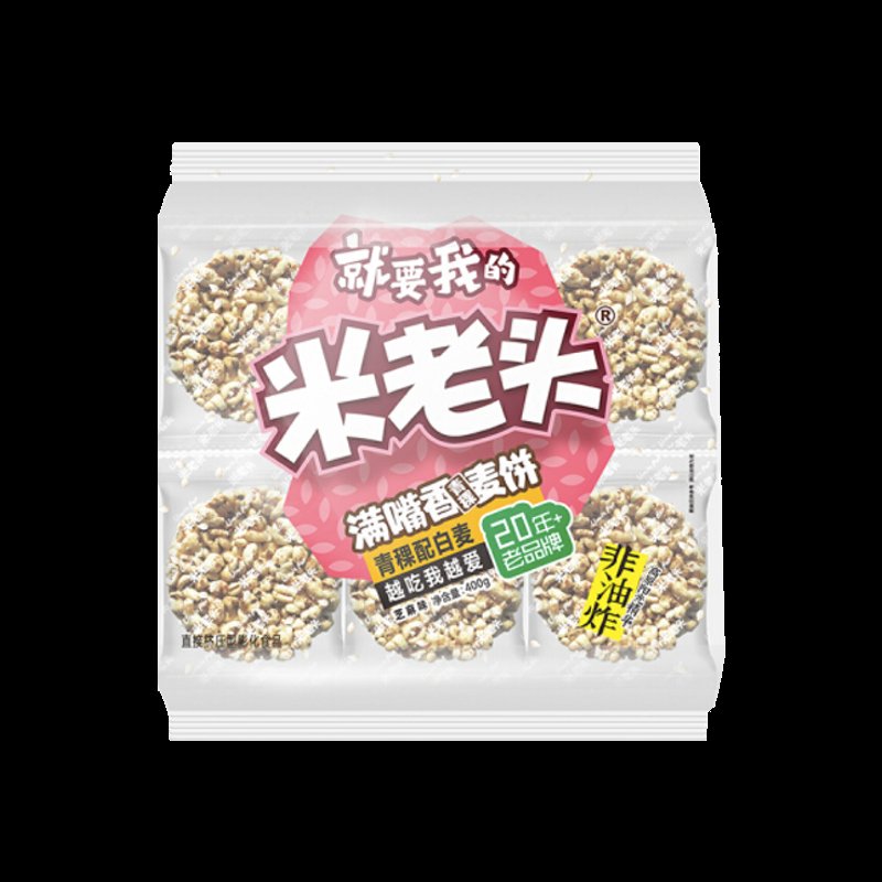 米老头青稞米饼(芝麻) 400g/袋：健康零食新选择，让你一口接一口停不下来！