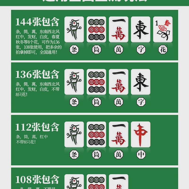 麻将手搓家用中号大号麻将牌四川广东红中麻将牌136张108包邮送礼：传统游戏的新乐趣！