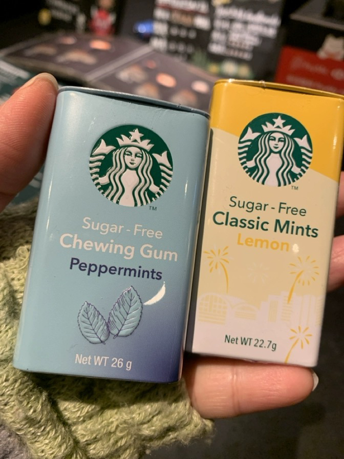 香港代购STARBUCKS星巴克无糖薄荷香口胶+檸檬硬糖，尝鲜必备！