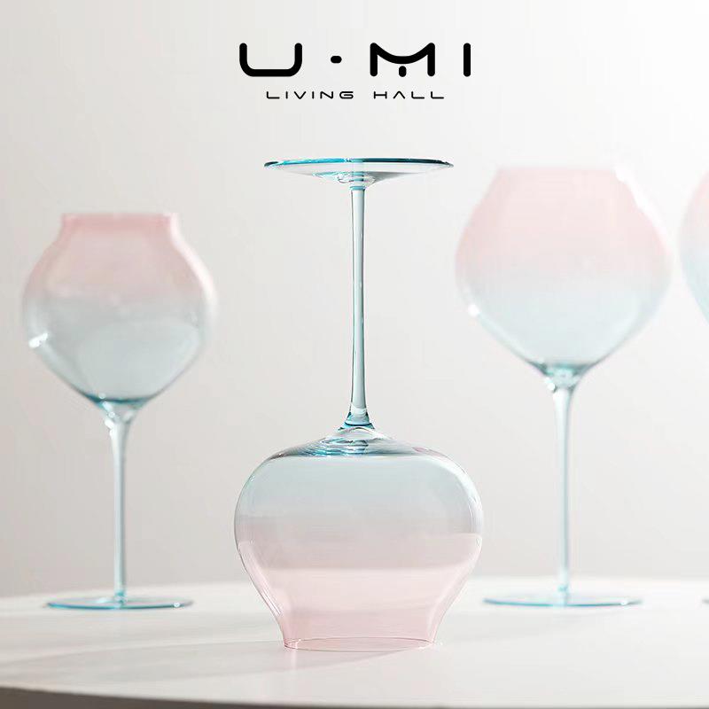 U Mi LIVING桃花超薄红酒杯：渐变美学，品味生活新风尚！