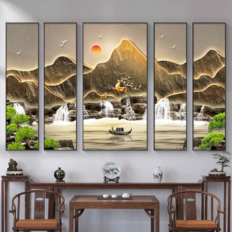 新中式山水挂画太绝了！客厅茶室都靠它提升格调！这波不入真的亏大了