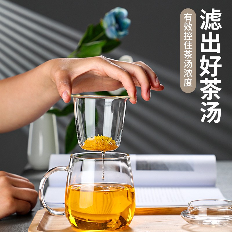 H02杯子：家庭茶咖新宠，高硼硅玻璃三件套茶水分离神器！✨