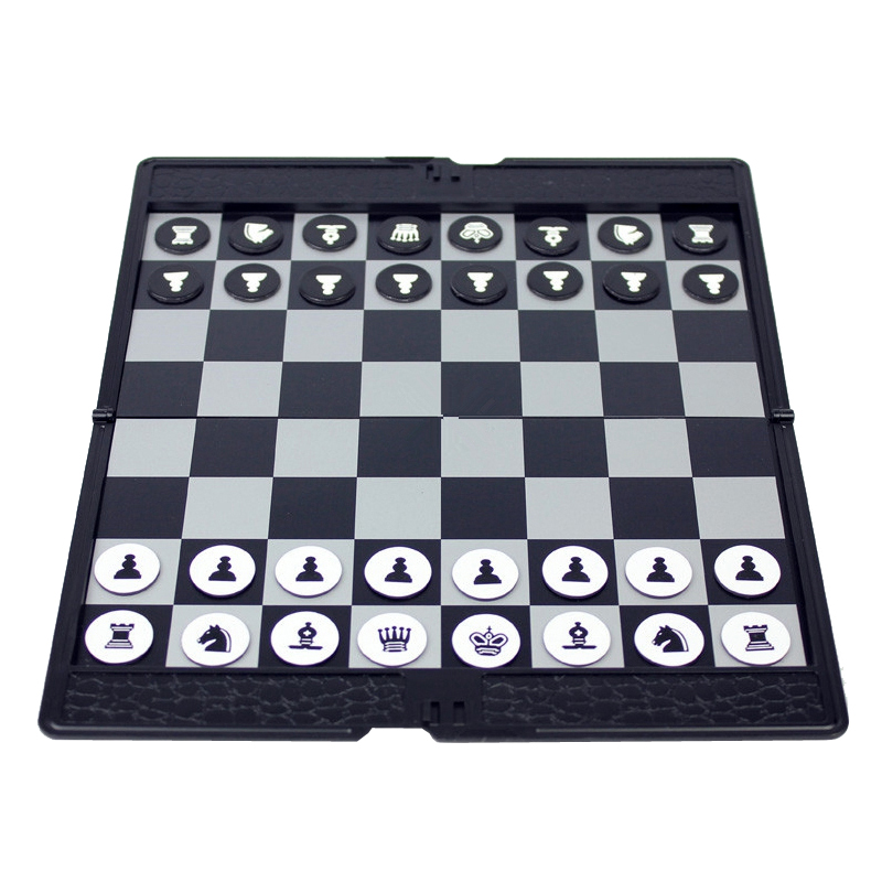 外贸迷你国际象棋：便携软胶磁性折叠皮夹款，学生训练新宠！