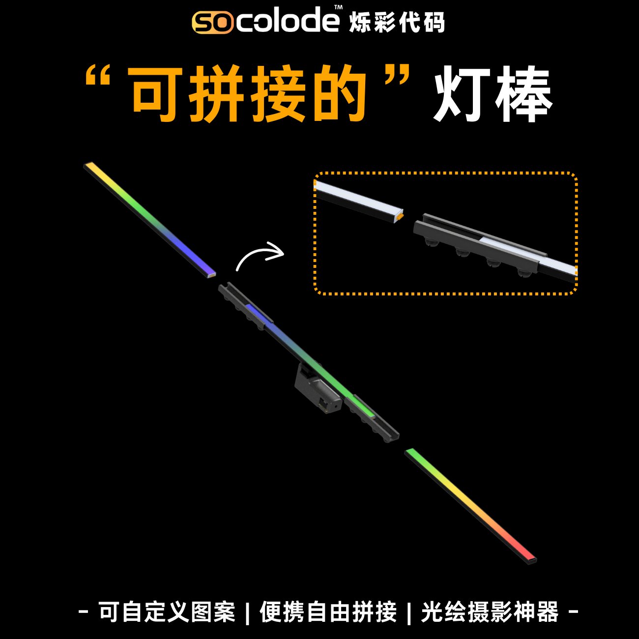 socolode烁彩代码自定义图案智能光绘棒：夜拍神器，点亮你的创意之夜✨