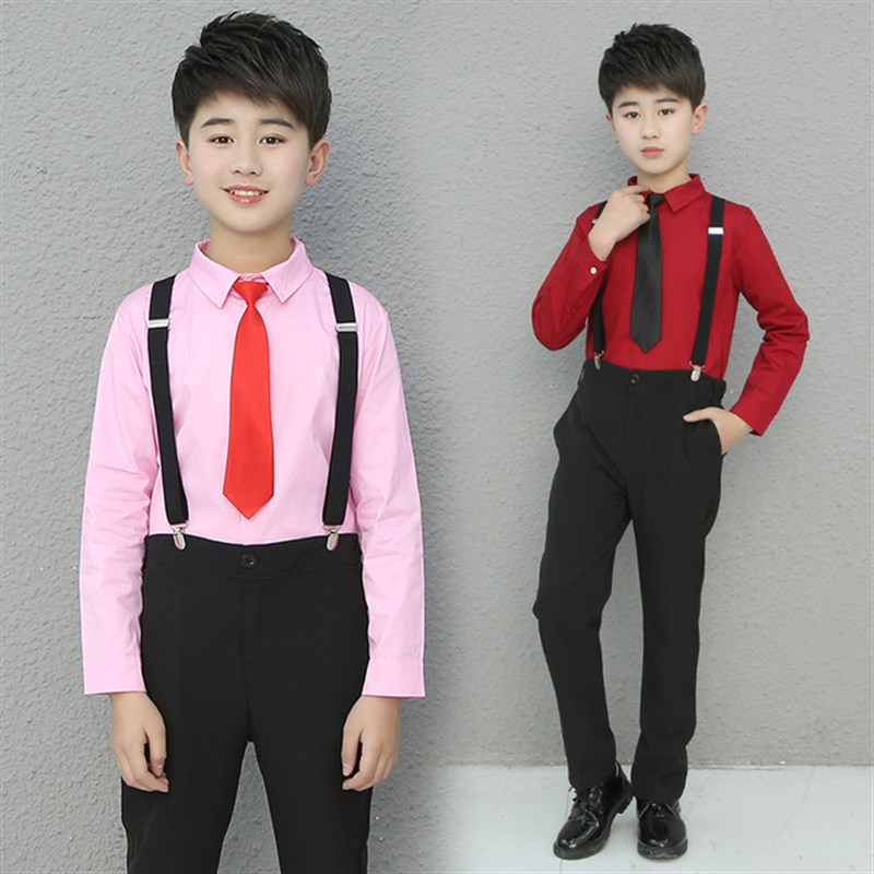 男童黑衬衫+西裤套装！这波校服真的太帅了！穿出小绅士范儿