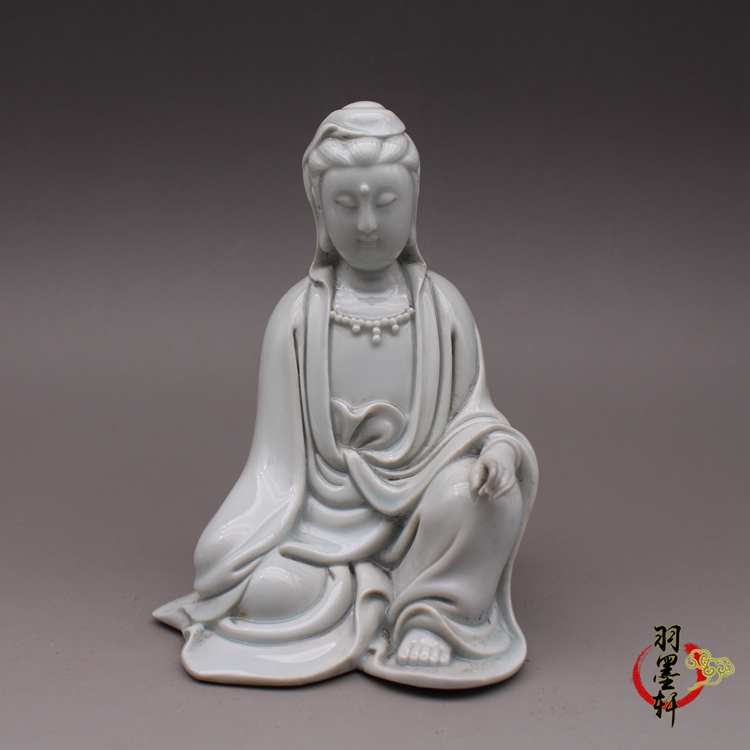 景德镇雕塑陶瓷摆件：手工绘彩自在观音，中式佛像供奉开脸好，传承千年匠心之作！