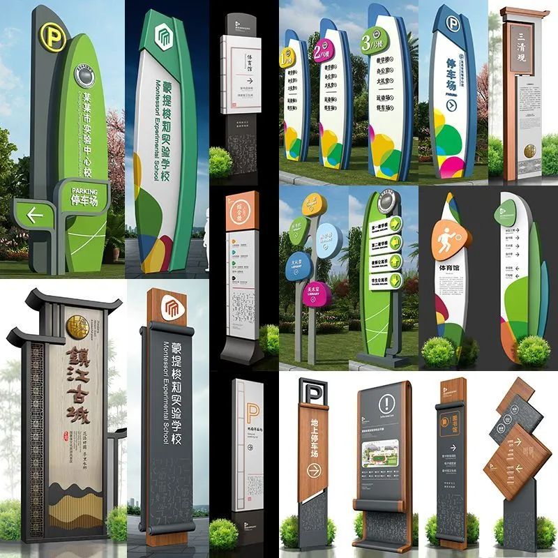 户外立式导向牌：商场景区停车场园区必备，不锈钢精神堡垒导向牌雕塑定制引领潮流！