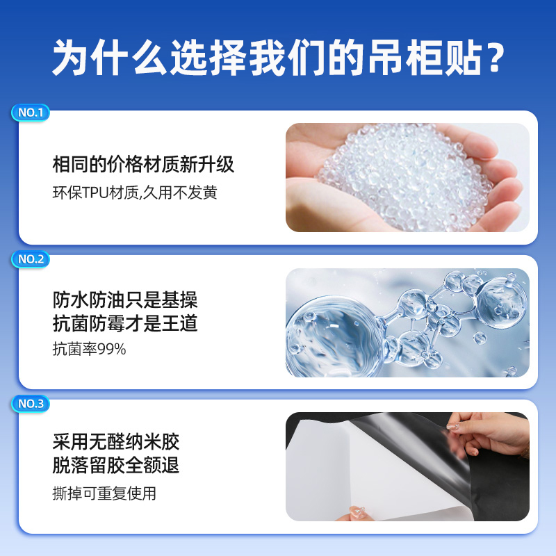 厨房救星！防水防油贴纸，告别油腻腻的吊柜底部！✨