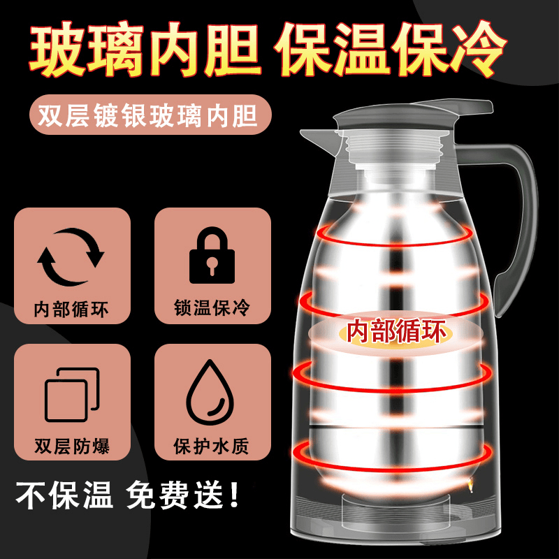 2.0型大容量保温壶：升级款家用水壶运动壶暖水瓶玻璃内胆，解锁饮水新方式！