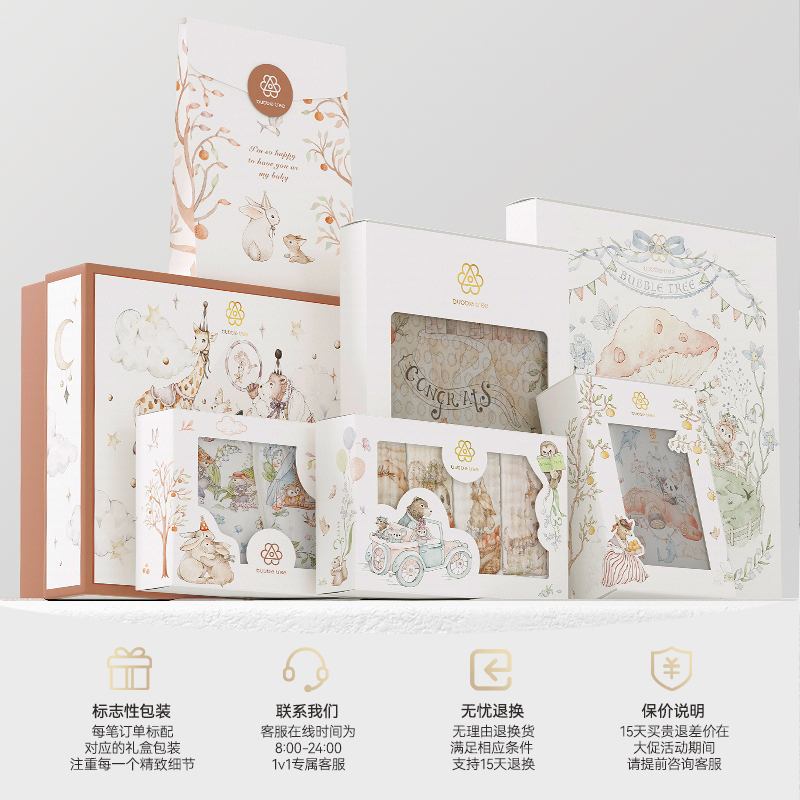 秋冬必备！bubbletree新生儿见面礼：宝宝百天满月高端婴儿套装，暖暖的爱意，送给宝贝的第一份礼物！