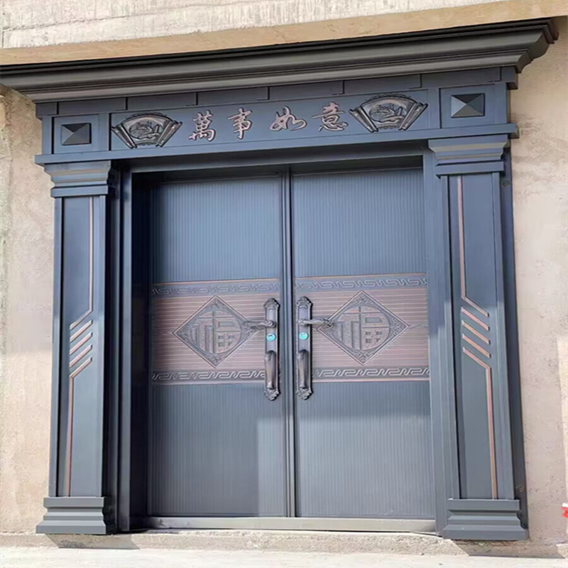 农村自建房必备：仿铸铝别墅大门，锌合金双开门防盗入户门，堂屋大门升级指南！