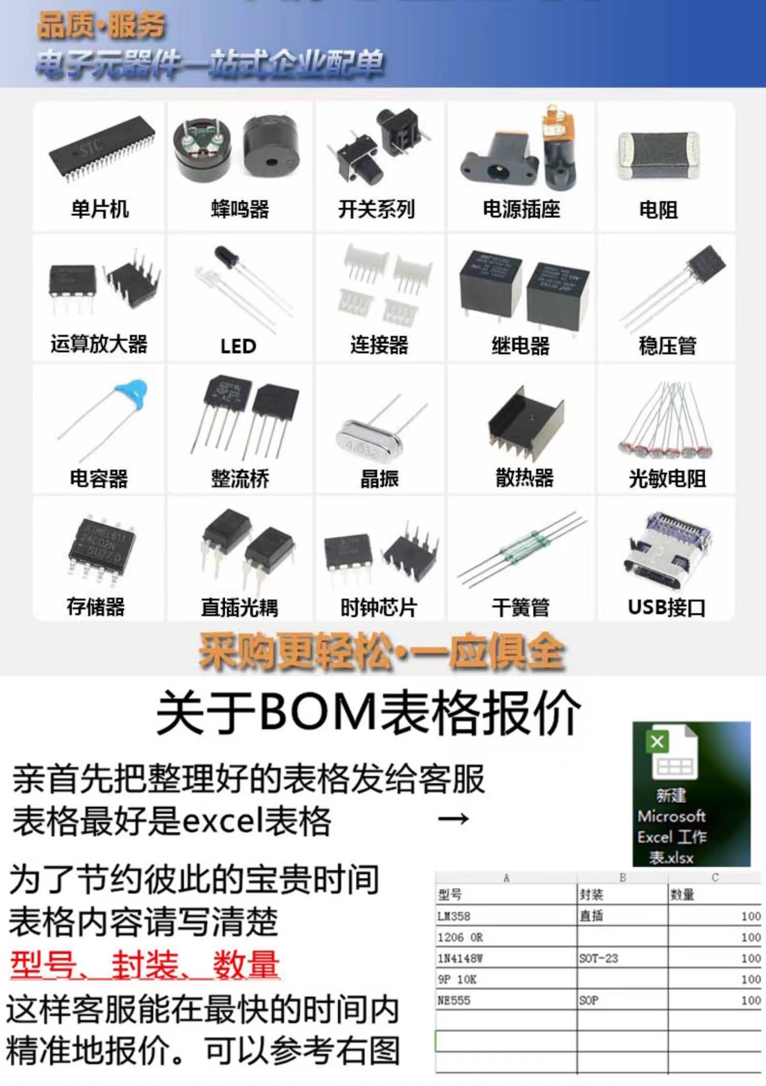 电子元器件一站式BOM配单，让DIY电路不再头疼！