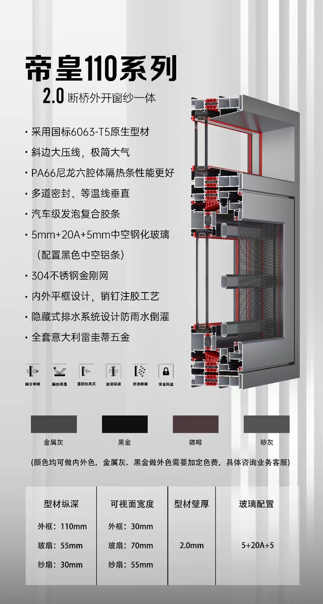 广州佛山断桥铝平开窗纱一体防水隔音隔热系统封阳台玻璃门窗定制，打造理想家居生活！