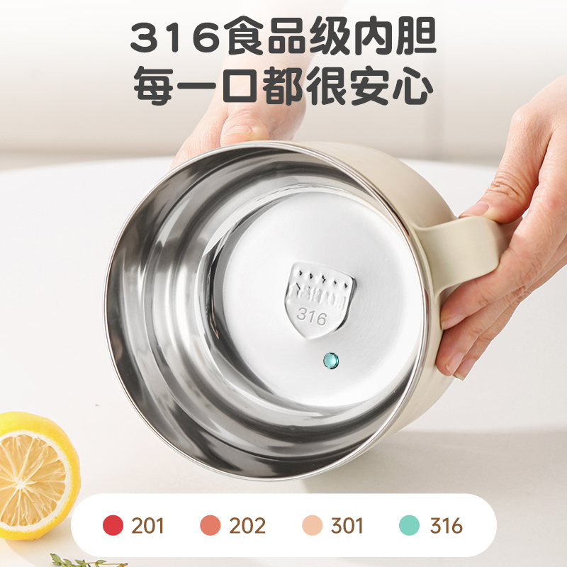 泡面碗宿舍学生带盖可沥水泡面神器304不锈钢食堂打饭方便面饭碗，宿舍生活必备神器！