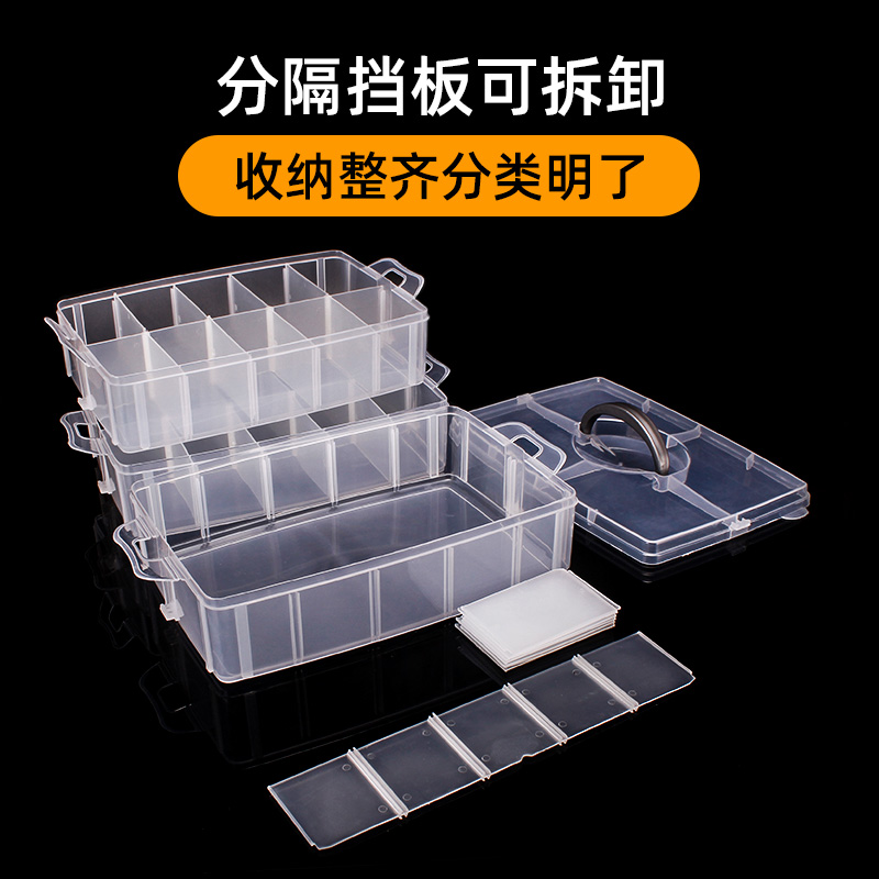 防尘式零件盒：透明塑料盒元件整理收纳神器，车间物料分类必备工具箱！