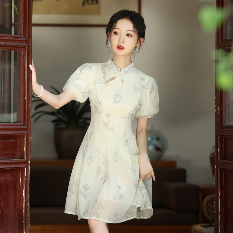 改良旗袍年轻款！150cm显高短款新中式连衣裙，少女感爆棚