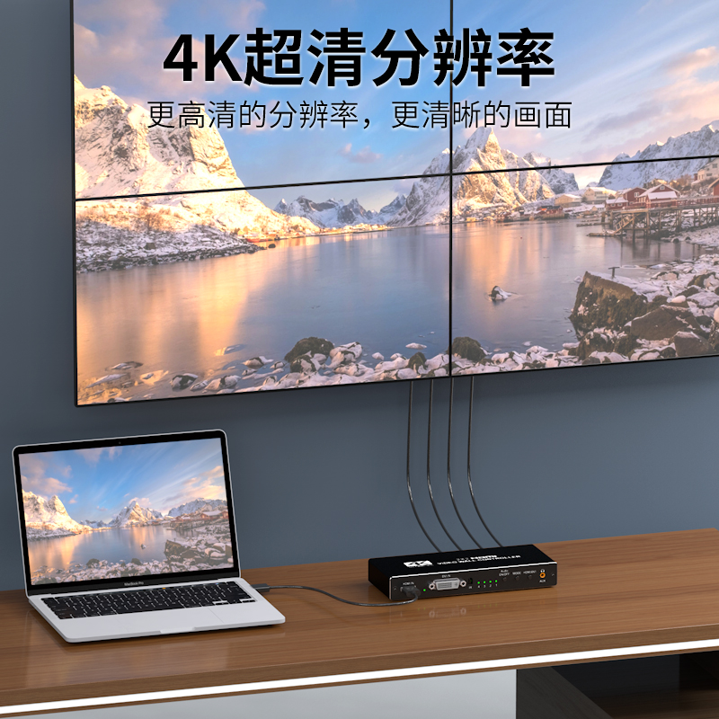 多屏拼接处理器4K点对点控制器：解锁超清视界，外置图像HDMI混合监控新纪元